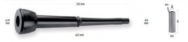 Zitzengummi passend DeLaval 960016-01, kleiner Kopf, 24 mm Öffnung, 1 Rille, 292 mm lang, 8 mm Milchschlauch, Abmessungen