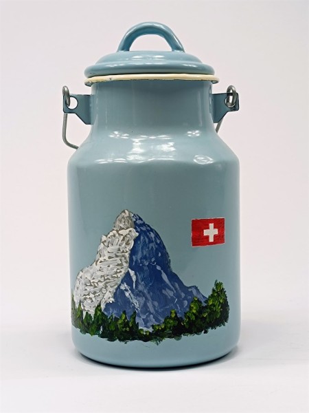 Bemalte 2 Liter Milchkanne mit dem wohl bekanntesten Berg der Schweiz: Dem Matterhorn